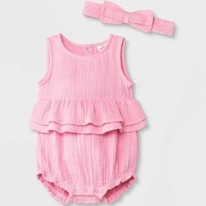 Cat & Jack baby girl pink romper set